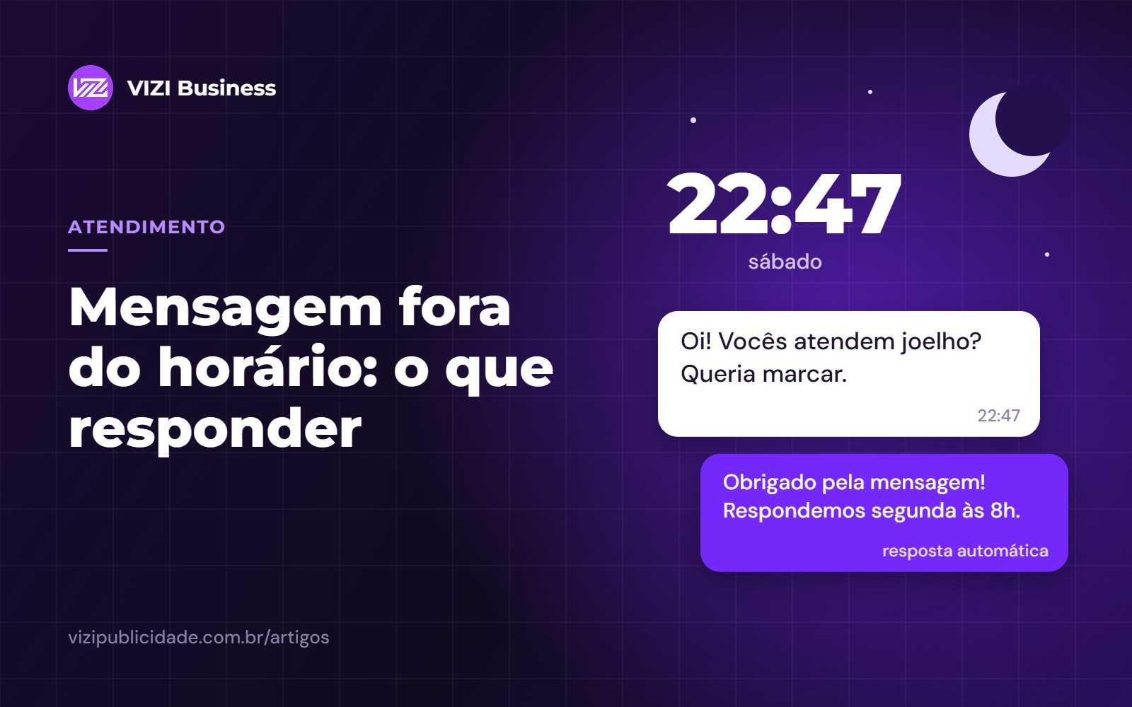 Mensagem fora do horário da clínica recebida no sábado à noite, com resposta automática da recepção