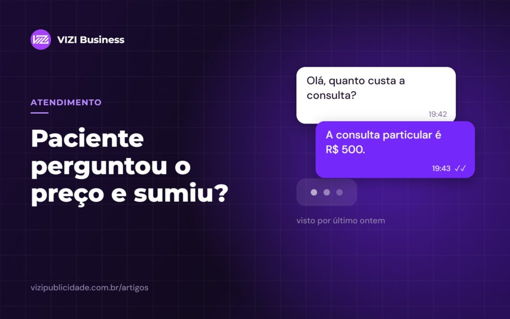 Conversa de WhatsApp em que o paciente perguntou o preço e sumiu depois da resposta da clínica